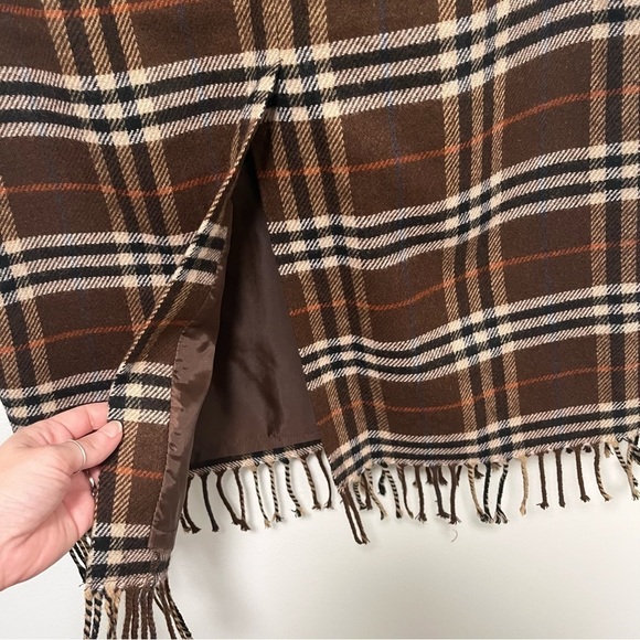WORTHINGTON Plaid Wool Blend Fringe Academia Midi Skirt. Size US 6 Petite - Picture 6 of 9